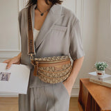 Canvas Crossbody Bag Plaid Pattern Fanny Pack for Women Chain Waist Pack