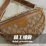 Canvas Crossbody Bag Plaid Pattern Fanny Pack for Women Chain Waist Pack