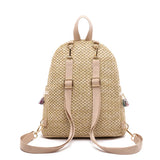 Tassel Weaved Straw Backpack for Women Girls Travel Beach Bags