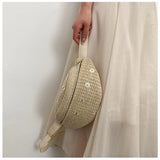 Straw Beach Bag Women Waist Pack Purse Large Phone Belt Pouch