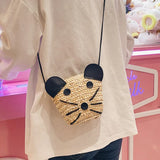 Straw Bag Girl Beach Mini-pocket Bag with Puppy Style