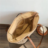 Straw Bag Women Hand-Woven Handbag Summer Boho Beach Shoulder Bag