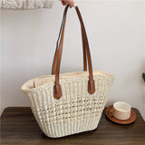 Straw Bag Women Hand-Woven Handbag Summer Boho Beach Shoulder Bag