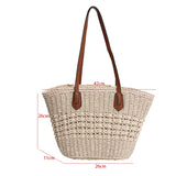 Straw Bag Women Hand-Woven Handbag Summer Boho Beach Shoulder Bag