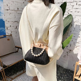 Hand-Woven Straw Bag Women Summer Wooden Rattan Shoulder Bag