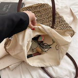 Straw Bag Women Handbag Moon Shape Lace Bow Rattan Beach Shoulder Crossbody Bag