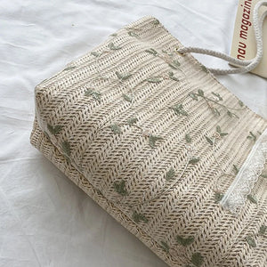 Small Lace Flower Straw Bag Western Style Beach Tote