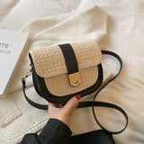 Woven Straw Bag Fresh One-Shoulder Saddle Bag