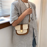 Woven Straw Bag Fresh One-Shoulder Saddle Bag