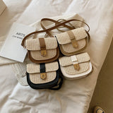 Woven Straw Bag Fresh One-Shoulder Saddle Bag