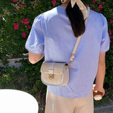 Woven Straw Bag Fresh One-Shoulder Saddle Bag