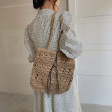 Zippered Shoulder Bag Tote Handwoven Handbags For Daily Use