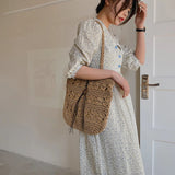Zippered Shoulder Bag Tote Handwoven Handbags For Daily Use