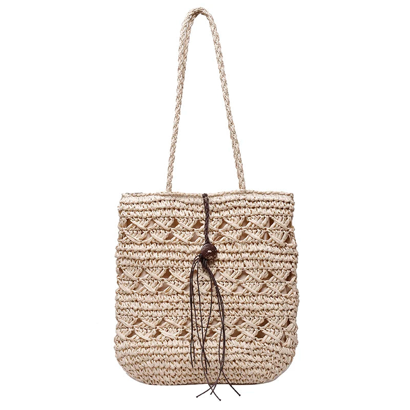 Zippered Shoulder Bag Tote Handwoven Handbags For Daily Use