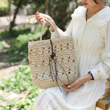 Zippered Shoulder Bag Tote Handwoven Handbags For Daily Use