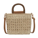 Straw Tote Bag Summer Women Handbag Purse Drawstring Closure