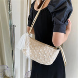 Woven Beach Cross Body Shoulder Bag with Floral Embroidery Tote