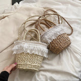 Straw Beach Bag Rattan Bags Shoulder Bag Bohemian Summer Vacation Handbags