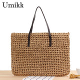 Straw Beach Bag Rattan Woven Shoulder Bag Vintage Handbag Bag