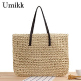 Straw Beach Bag Rattan Woven Shoulder Bag Vintage Handbag Bag