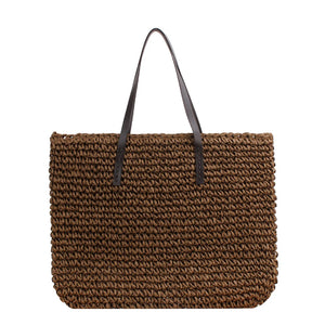 Vintage Rattan Woven Straw Beach Bag Large Capacity