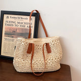 Vintage Woven Shoulder Bag Straw Beach Bohemian Summer Vacation