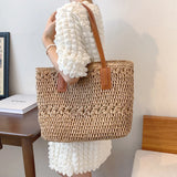 Vintage Woven Shoulder Bag Bohemian Summer Vacation Shopping Pouch