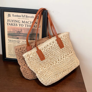Vintage Woven Shoulder Bag Straw Beach Bohemian Summer Vacation