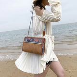 Vintage Woven Shoulder Bag Raffia Ethnic Rattan Bags Bohemian Summer Travel