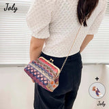 Hasp Ladies Straw Weave Handbags Summer Beach Female Rattan Small Purse