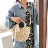 Straw Beach Bags For Women Vacation Beach Tote Woven Summer Crossbody Bag Purses