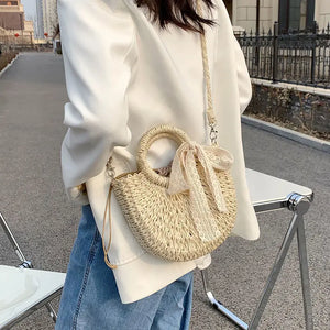 Straw Beach Bags For Women Vacation Beach Tote Woven Summer Crossbody Bag Purses