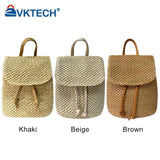 Straw Beach Shoulder Backpack Summer Woven Leather Purse
