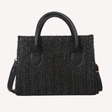 Straw Beach Tote Shoulder Bags Women Hand-Woven Leather Crossbody