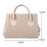 Straw Beach Tote Shoulder Bags Women Hand-Woven Leather Crossbody