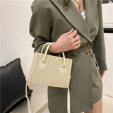 Straw Beach Tote Shoulder Bags Women Hand-Woven Leather Crossbody
