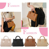 Woven Leather Straw Beach Tote for Women