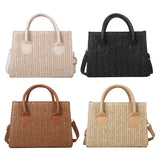 Woven Leather Straw Beach Tote for Women