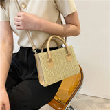 Woven Leather Straw Beach Tote for Women