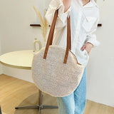 Straw Beach Women Handbag Woven Boho Vintage Summer Shoulder Top-Handle Bag