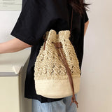 Straw Bucket Bag for Women Crossbody Shoulder Bags Summer Handbags