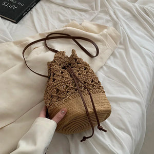 Straw Bucket Bag for Women Crossbody Shoulder Bags Summer Handbags