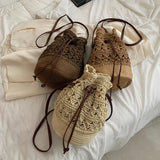 Straw Bucket Bag for Women Crossbody Shoulder Bags Summer Handbags