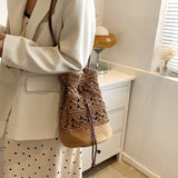 Straw Bucket Bag for Women Crossbody Shoulder Bags Summer Handbags