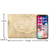 Brown Straw Clutch Purses for Women Summer Beach Handbags