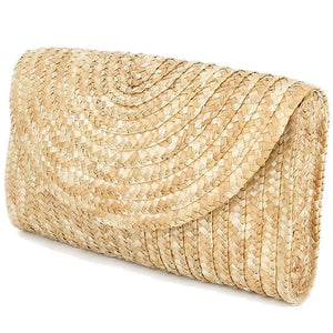 Brown Straw Clutch Purses for Women Summer Beach Handbags