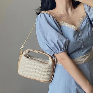 Bohemian Straw Crossbody Bucket Beach Bag Purse Handbag