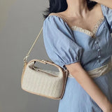 Bohemian Straw Crossbody Bucket Beach Bag Purse Handbag
