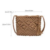 Straw Hand Woven Bag Clutch Beach Shoulder Bags Vintage Cotton Tassel