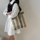 Straw Handbag Women Beach Shoulder Bag Tote Seaside Vacation Bags